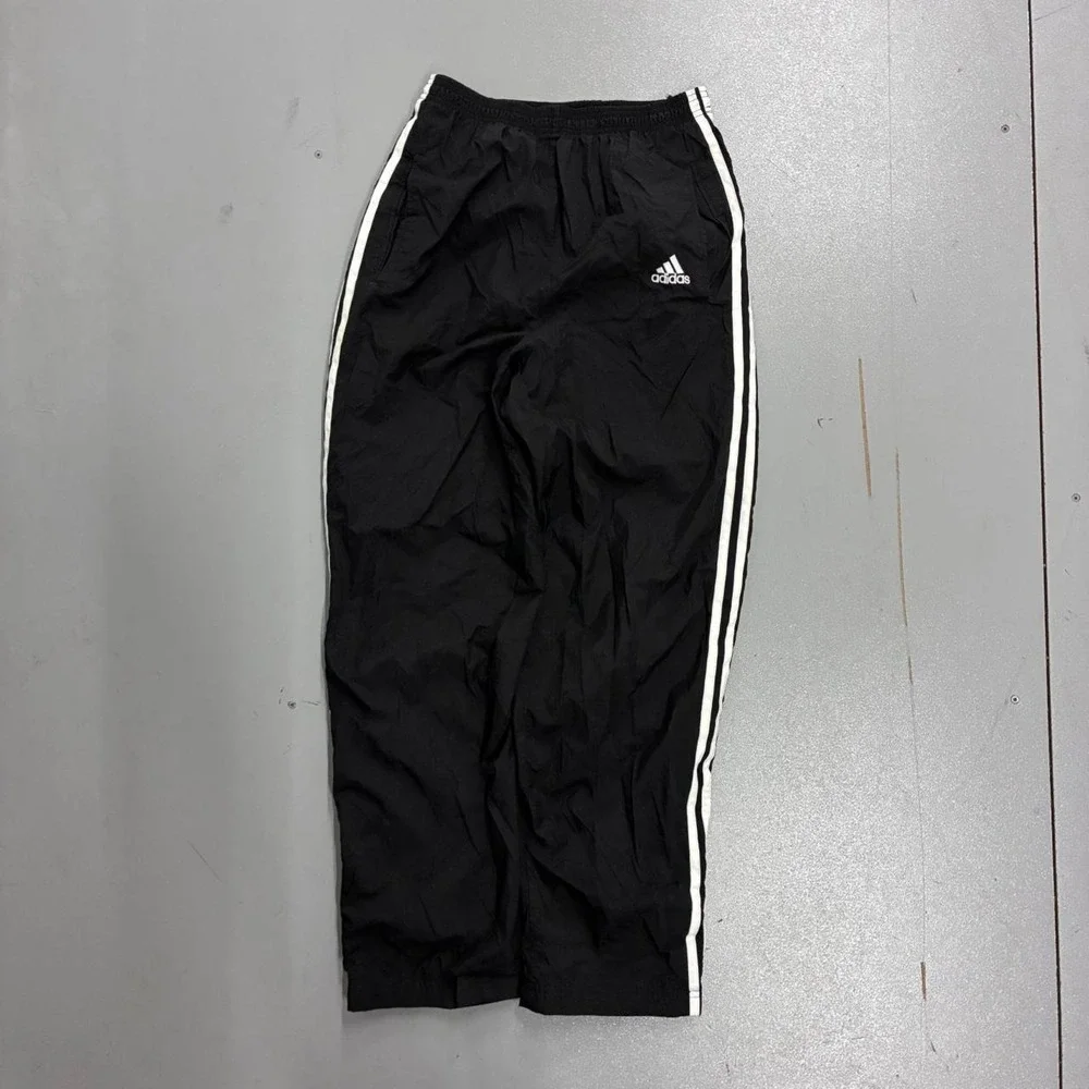 Vintage 90s Adidas Track Pants Mens Small Black Snap Breakaway Nylon RN88387